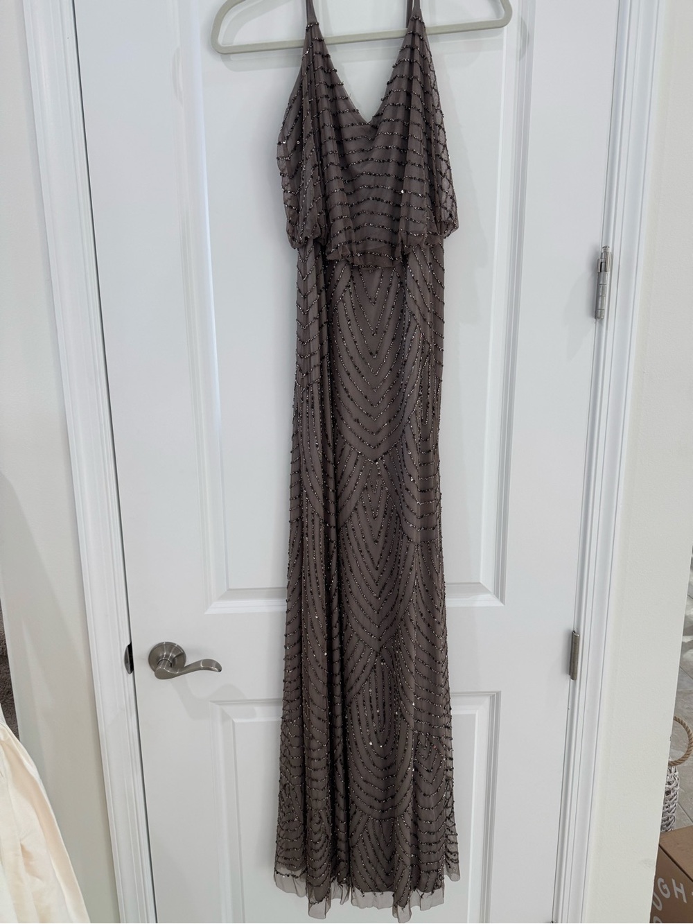 Beaded gunmetal embellished gown